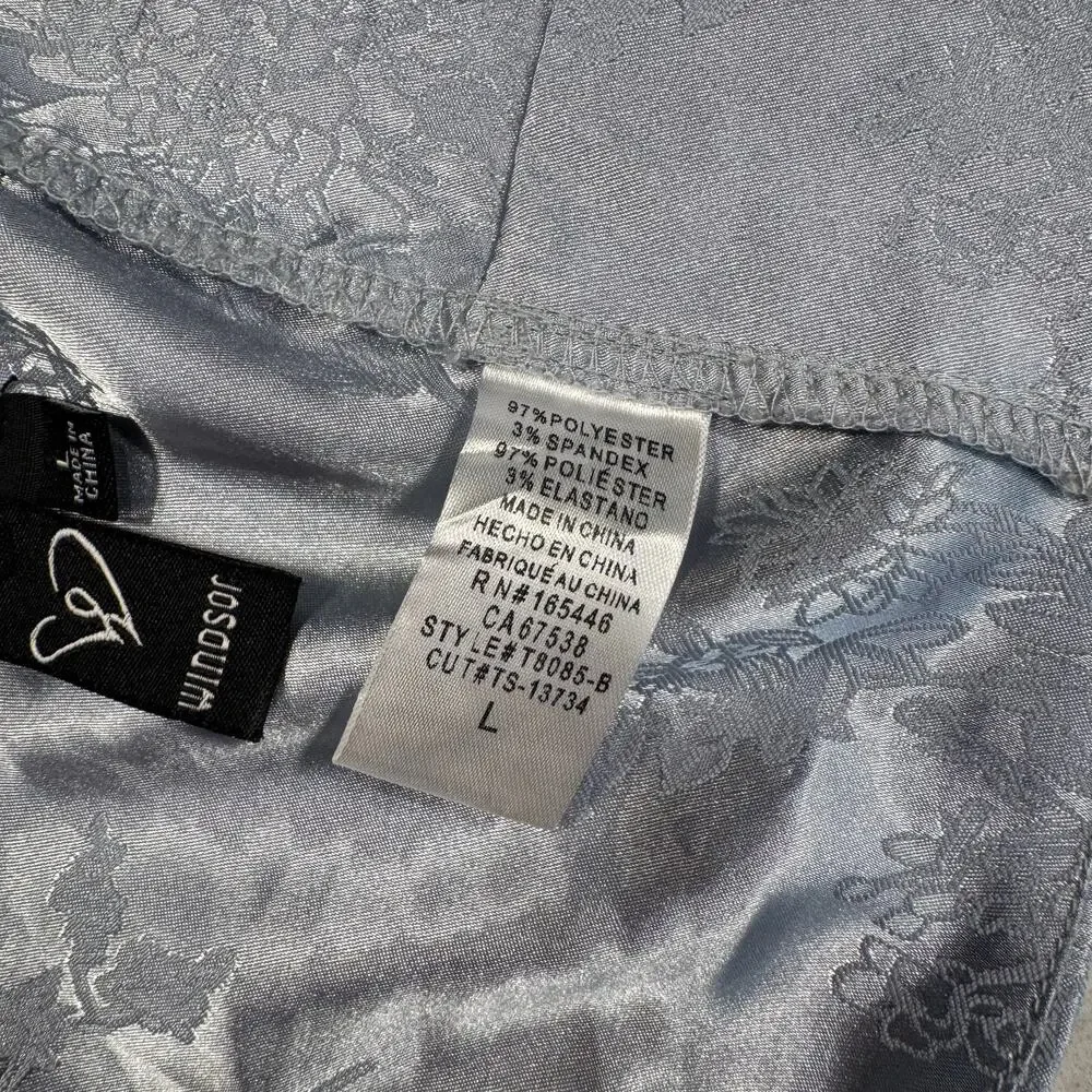 Windsor Satin Jacquard Halter Top Gray Silver Women's Large Tie Y2K Party Baddie - Picture 10 of 16